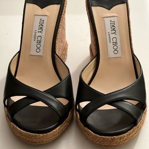 Jimmy Choo Almer 105 Leather Wedges - BNWT - Size 39.5 (9) - Black
